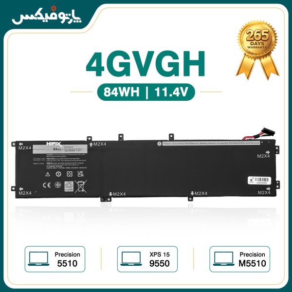 باتری لپتاپ دل 4GVGH کیفیت HIFIX نمای جلو