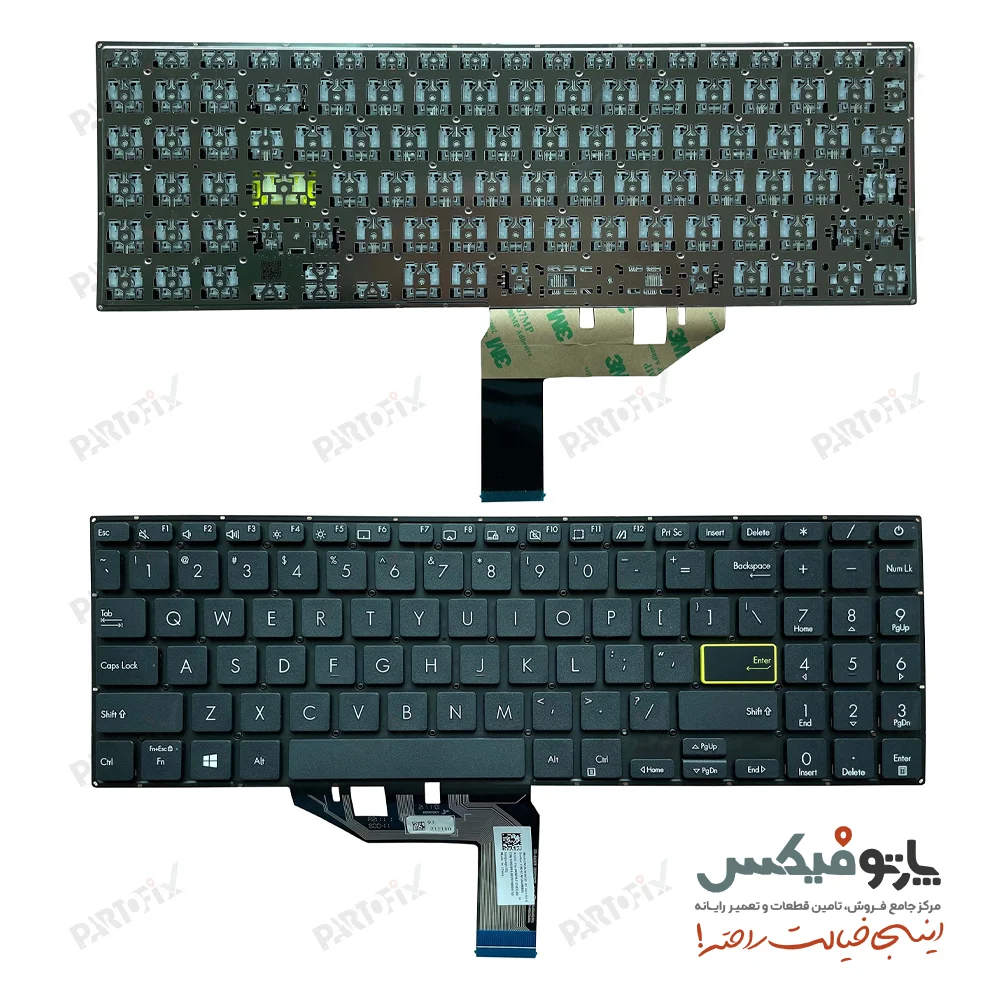 کیبورد لپ تاپ ایسوس S533/X521/UX306UA سبز - اینتر کوچک