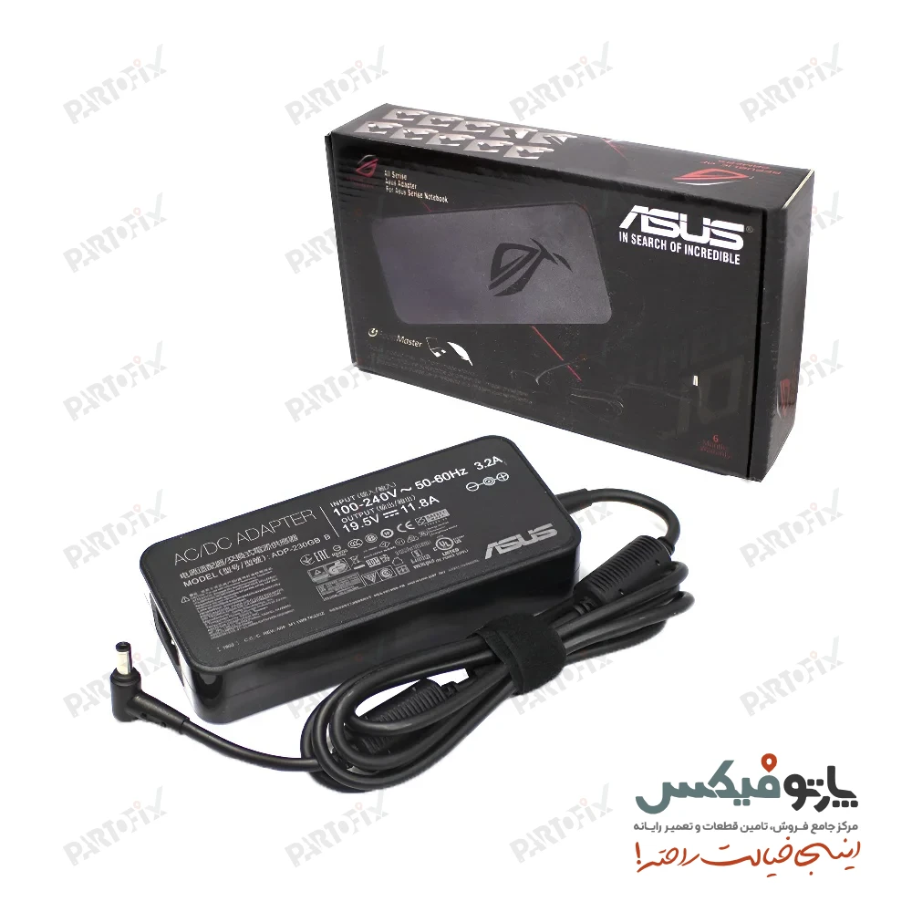شارژر اورجینال لپ تاپ ایسوس 19.5 ولت 11.8 آمپر کانکتور 3.7 * 6.0